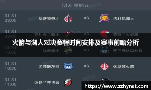 火箭与湖人对决赛程时间安排及赛事前瞻分析
